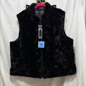 Nicole Miller Black Faux Fur Vest